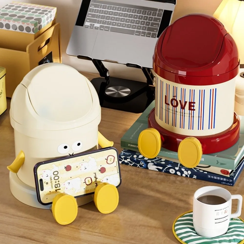 

Cute Portable Desktop Trash Can Cartoon MIni Size Waste Bin Plastic Desktop Phone Holder Desktop Storage Usage