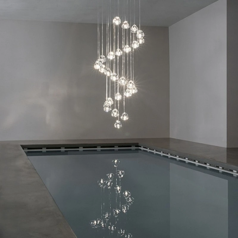 Nordic Designer Creative Water Drop Chandelier ‘inspiration‘ Modern Simple Villa Duplex Floor Rotating Long Staircase Home Decor