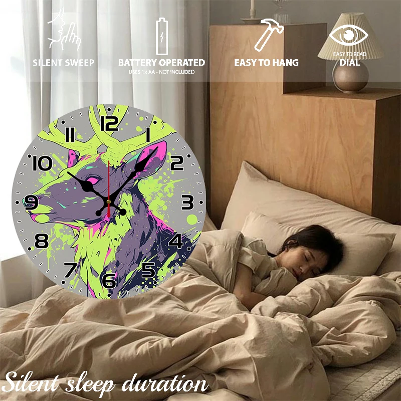 ساعة حائط معلقة خشبية مستديرة صامتة من Pixel Elk، مناسبة لغرفة المعيشة والمكتب وغرفة الدراسة وغرفة النوم والديكور المنزلي