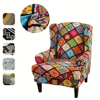 2pcs/set Wing Chair Slipcovers Printed Wingback Chair Covers 2 Pieces Wingback Armchair Slipcover Stretch Chair Slip Covers