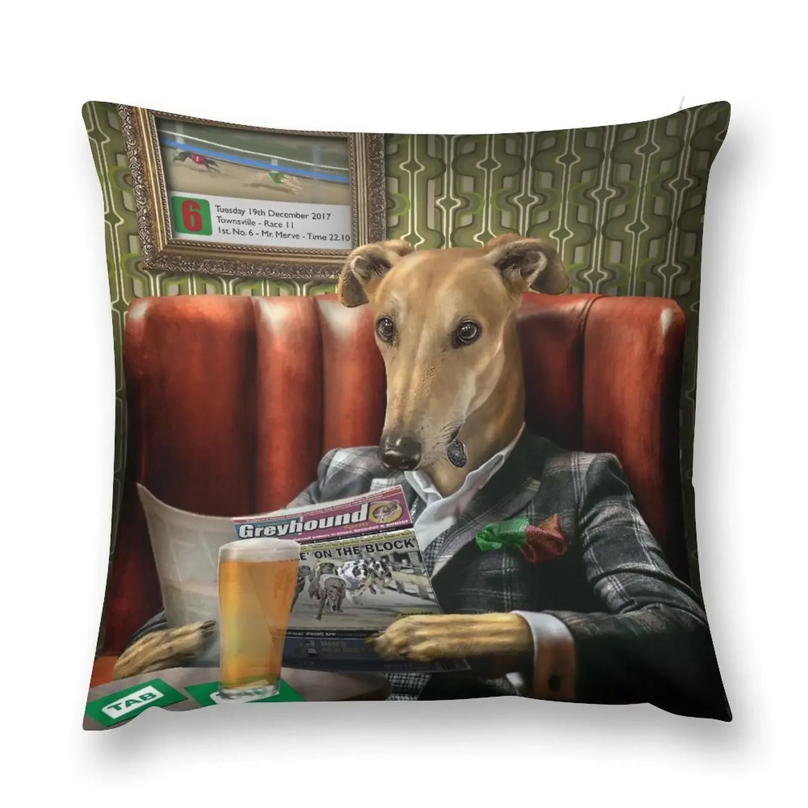 Greyhound Dog Portrait - Rusty Throw Pillow christmas cushions covers Sitting Cushion christmas pillowcases pillow