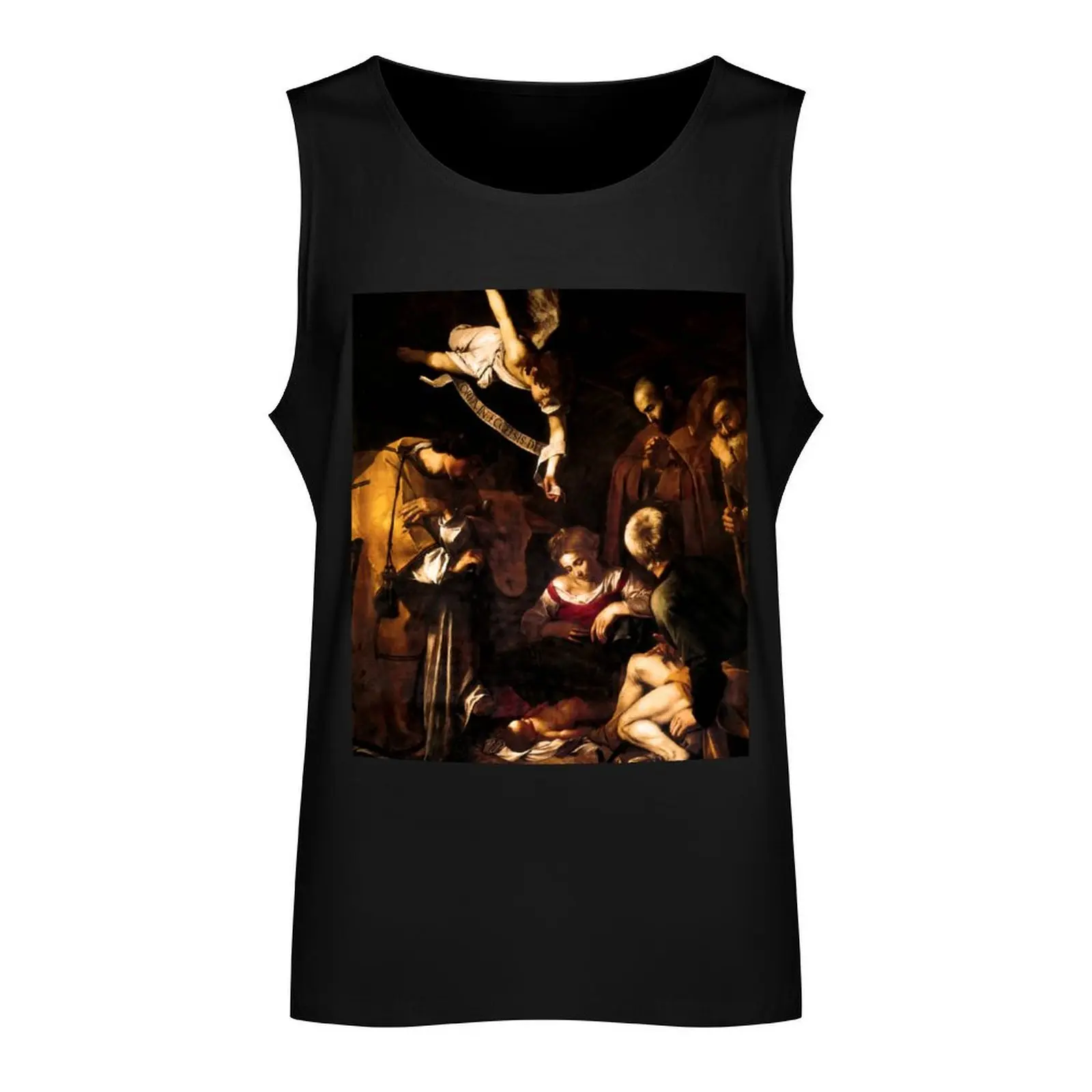 Michelangelo Merisi da Caravaggio Nativity with St. Francis and St. Lawrence Tank Top new in tops & t-shirt Fitness men clothing