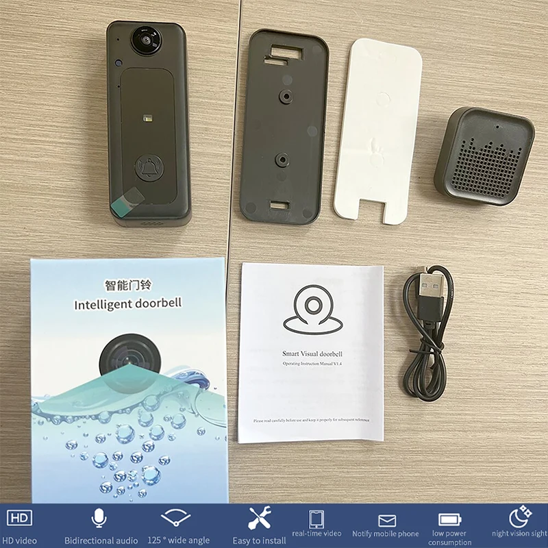 

Дверной звонок Tuya с камерой, беспроводной комплект, дверной звонок, домашний Wi-Fi, уличный телефон, камера безопасности, видеодомофон, двусторонний домофон, ночное видение