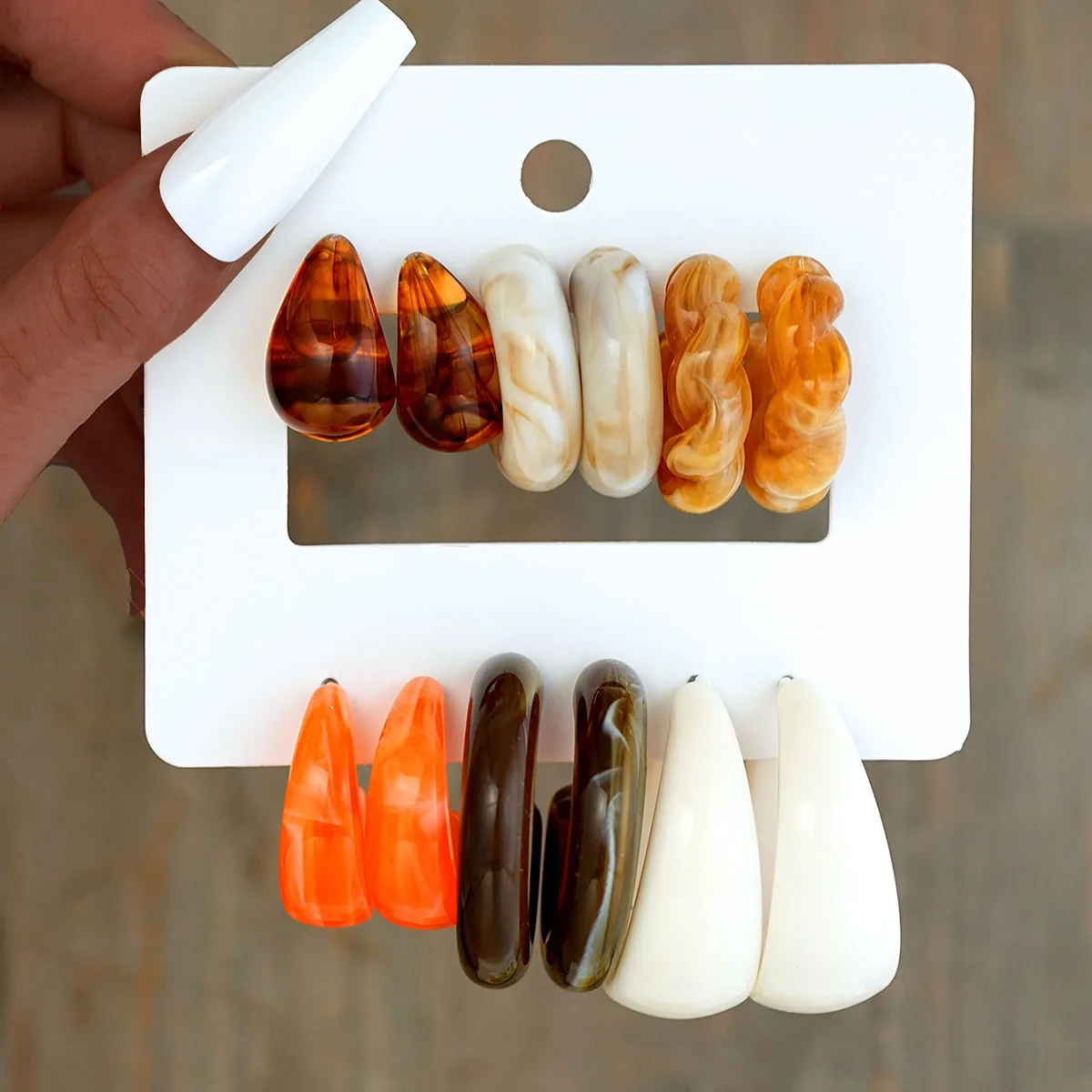 12 stücke Böhmischen Bunte Harz Ohrring Set Für Frauen Vintage Wasser Tropfen Hoop Ohrringe Täglichen Verschleiß Dating Party Schmuck Geschenke 2025