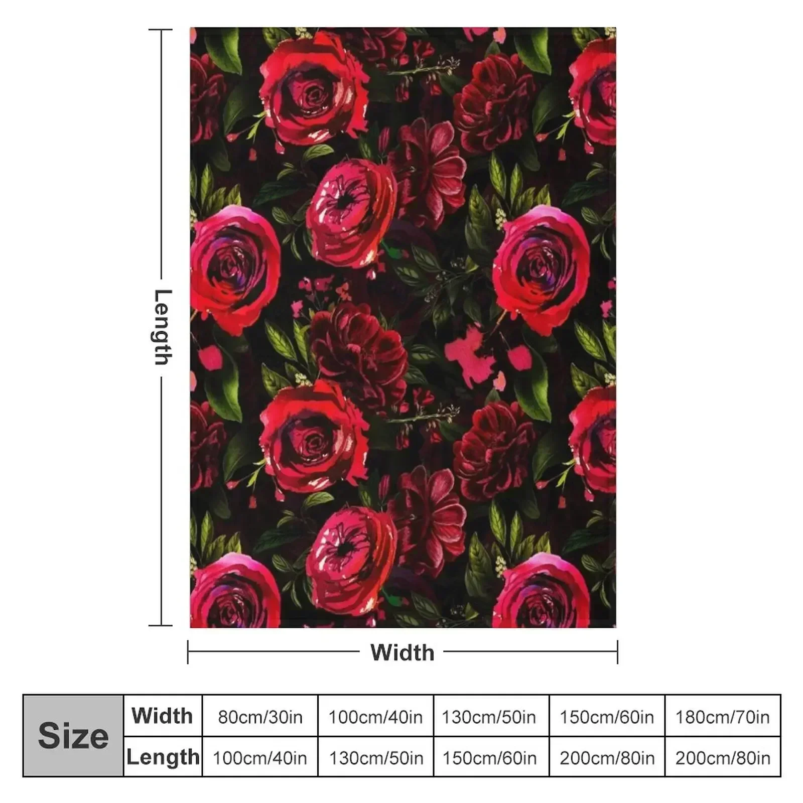 Dark Red Hand Drawn Watercolor RosesPattern Throw Blanket Tourist Bed funny gift manga Flannels Blankets For Bed Blankets