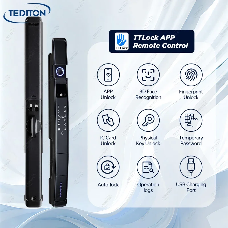 Real Time Video Intercom Face Recognition TTLOCK Smart Door Lock Aluminum Alloy Digital Lock Door Lock Smart Outside