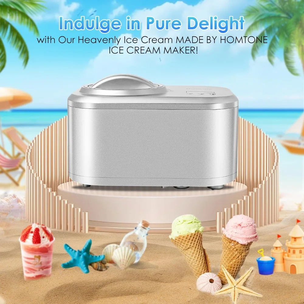 Homtone Ice Cream Maker 1 Quart, No pre-Freezing Automatic Ice Cream Machine