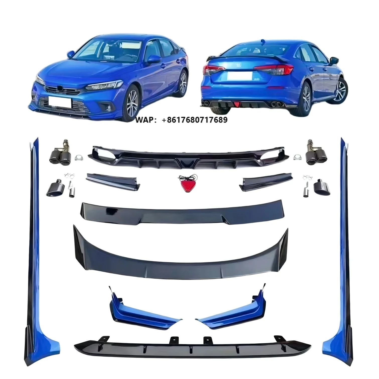 Factory Wholesale Bodykit for Civic FE180 Accessories New Condition ABS Bumper Side Skirts Car Front Shovel Rear Bumper