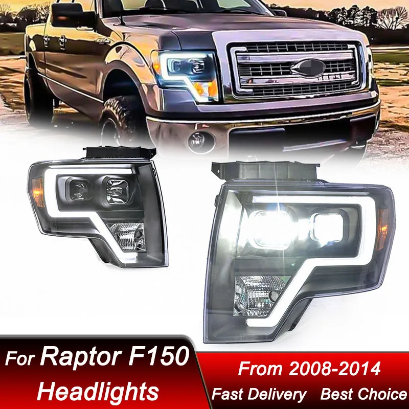 

Поп-автомобильные фары для Ford Raptor F-150 F150 08-14, полностью светодиодные фары в сборе, обновление, аксессуары для линз проектора с высокой настройкой