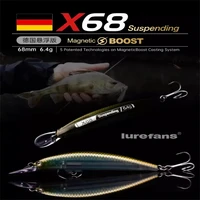 2025 nuevo Lurefans X68 pececillo suspendido impulso magnético Wobblers de fundición larga 68mm 6,4g señuelo de pesca cebo duro para Lucio