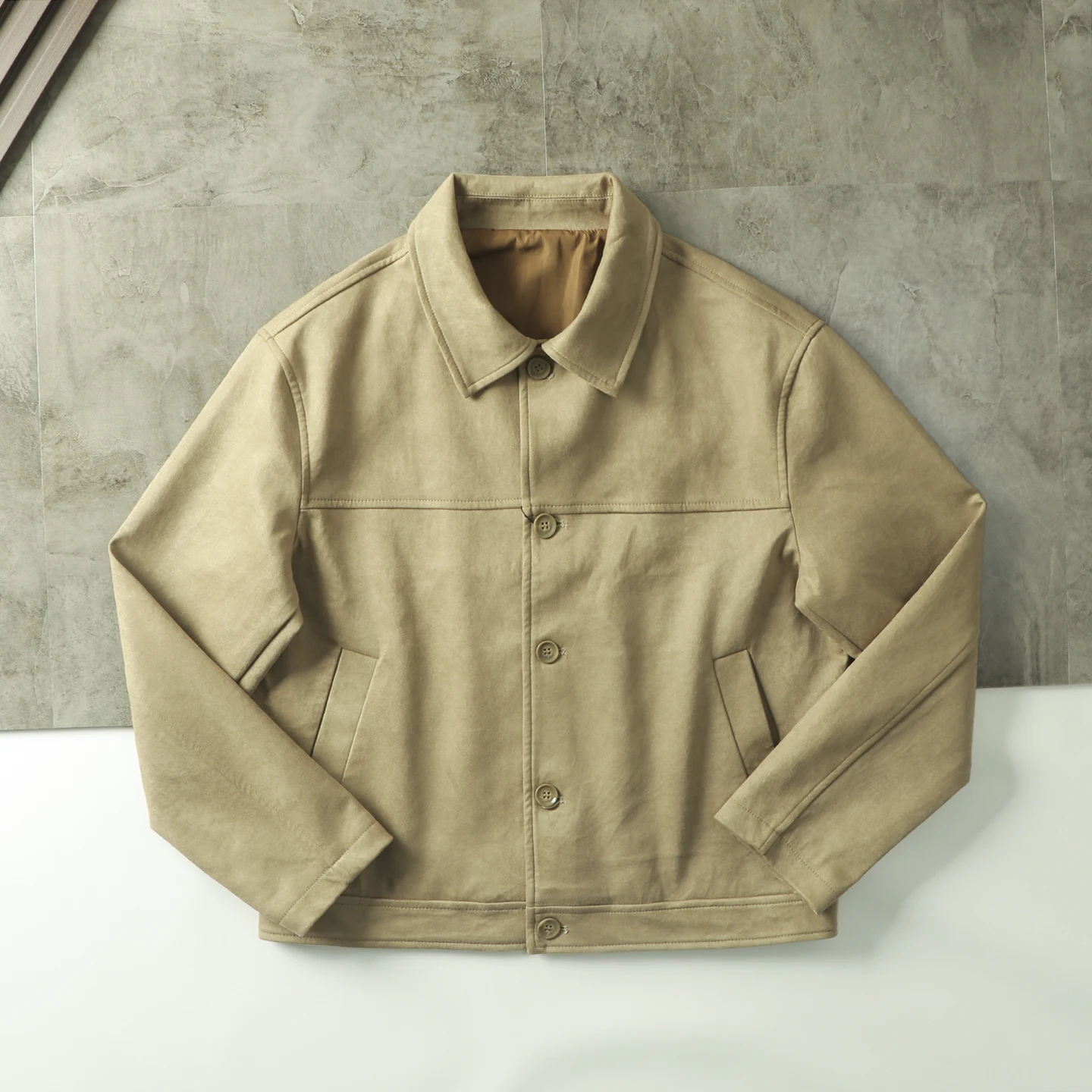 

Мужская осенняя повседневная куртка в американском винтажном стиле с отложным воротником, замшевая ткань, верхняя одежда высокого качества