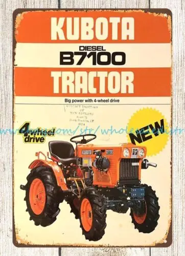 Kubota B7100 Tractor agricultural equipment metal tin sign retail wall art