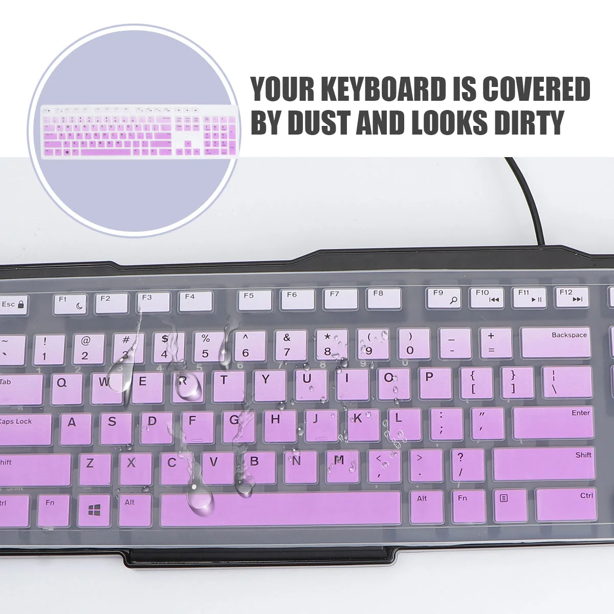 

2Pcs Keyboard Skin Protective Film Made of High Quality Silicone for Kb216p Kb216t Wk636 Easy Clean Gradient Colors