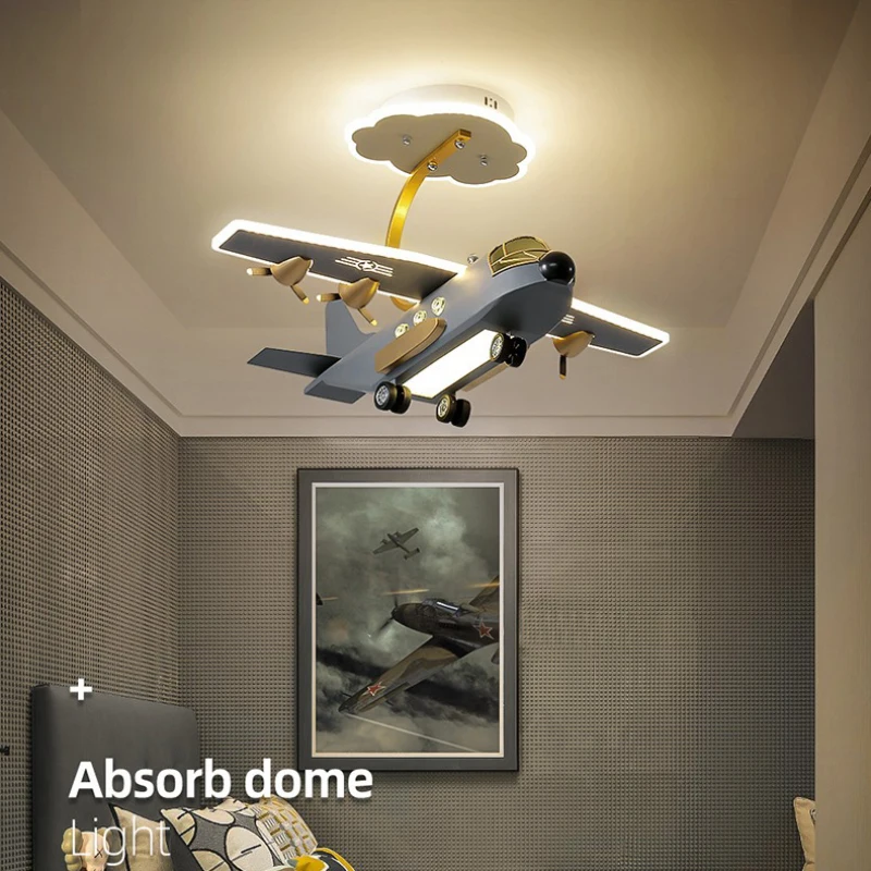 Children's Room Boy Bedroom Airplane Ceiling Lights LED Blue Gray Yellow Helicopter Light Baby Room Youth Bedroom Ceiling Lamps