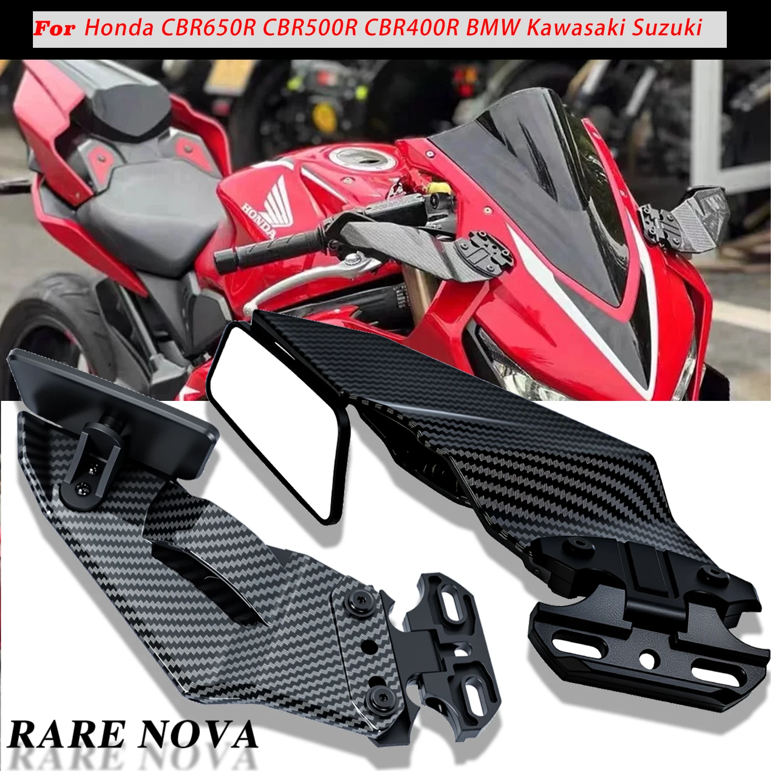 

New cbr650r Rearview Mirror motorcycle For Honda CBR 650R CBR250R CBR600R CBR1000R Modified Wind Wing Adjustable Rearview Mirror