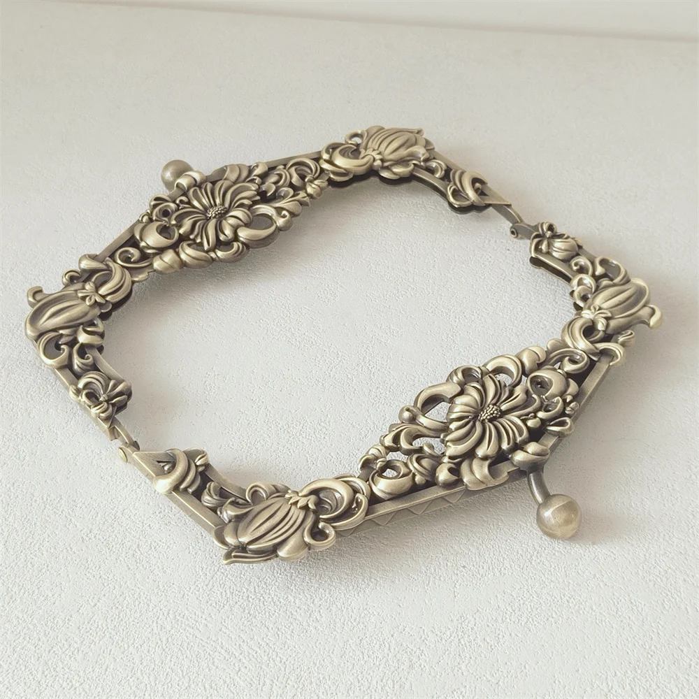 16,5 cm * 8 cm Antyczny mosiądz Stop cynku 1-częściowa metalowa rama Kiss Clasp Lock Obag torebka Making DIY Craft Bag Clutch Coin Purse Frames — zdjęcie 6