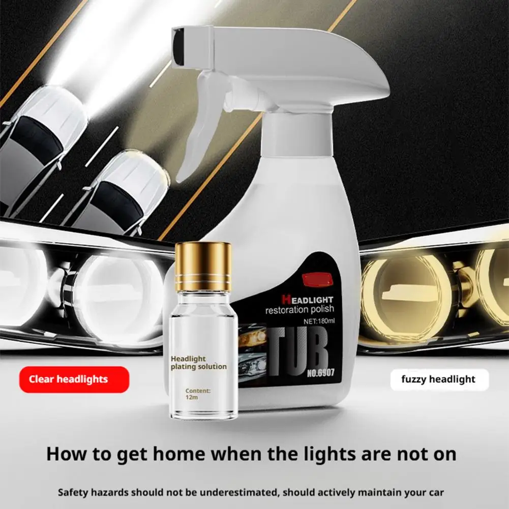 Car Headlight Restoration Kit with Scratch Repair Wax 2in1 Solution for Yellowing Fogging Removal Paint Protection 10ml supple