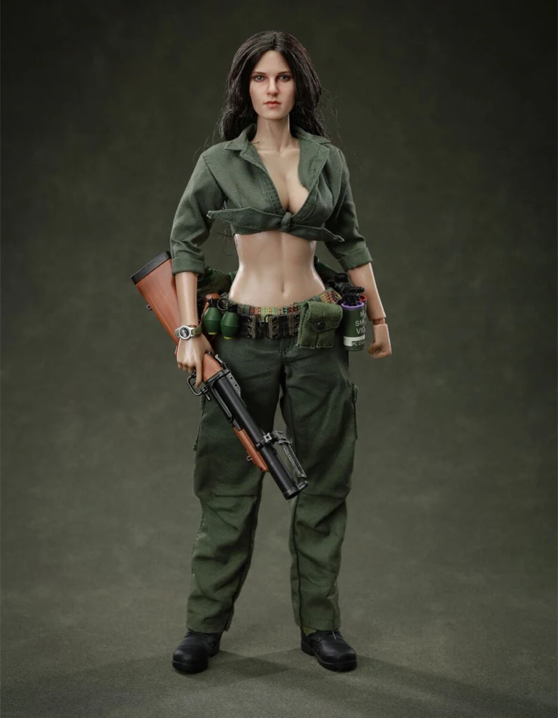 1/6 Bilancia Set Completo Da Collezione Soldato Femminile nella Guerra del Vietnam Uniforme Militare Squisita Testa Intaglio 12 "Action Figure Modello
