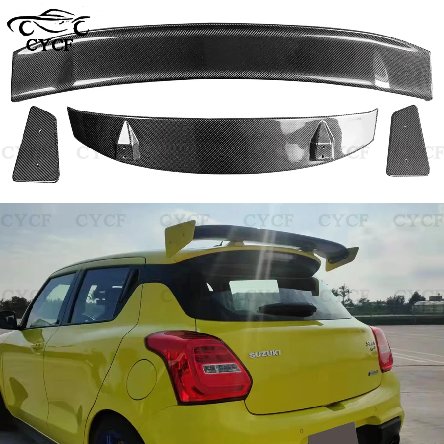 For 2018-2023 Suzuki Swift Sport ZC33S Carbon Fiber Tailgate Rear Cover Spoiler Wing Car Styling Body Kits