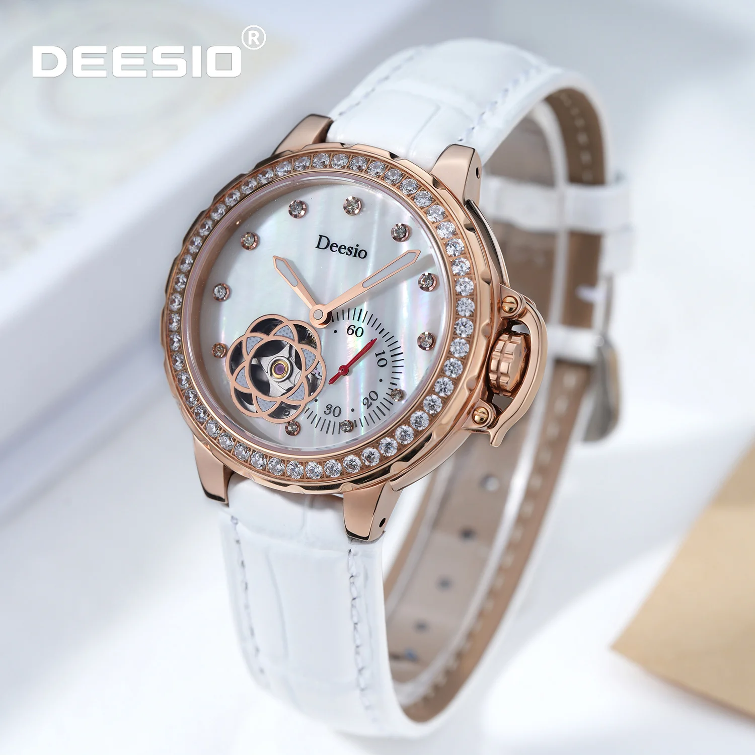 Deesio Women's Automatic Japanese Mechanical Watch Stainless Steel Case Synthetic Sapphire Crystal 50M Waterproof Elegant Gift