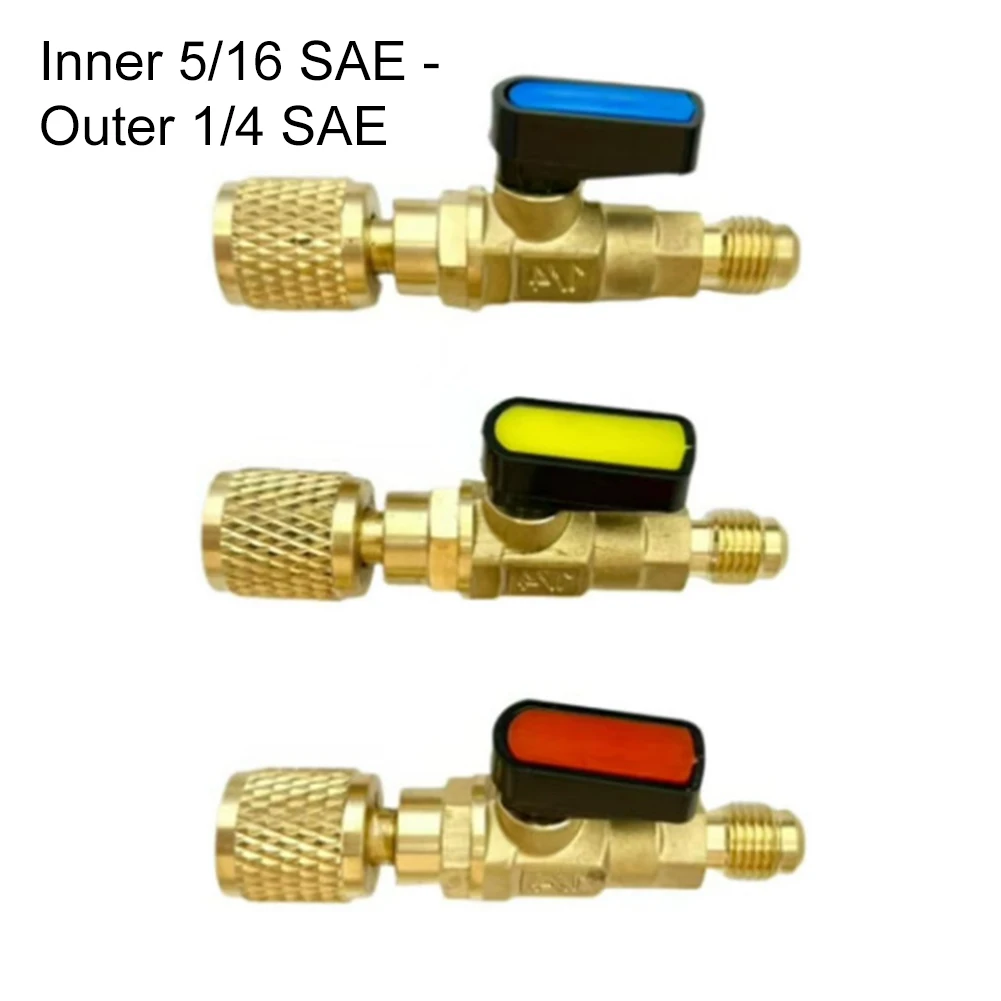 1/4 For SAE Ball Valves Adapter Fittings Air Conditioning Systems For R410A-R32 R454A R454B R454C Systems HVAC Charging Service-