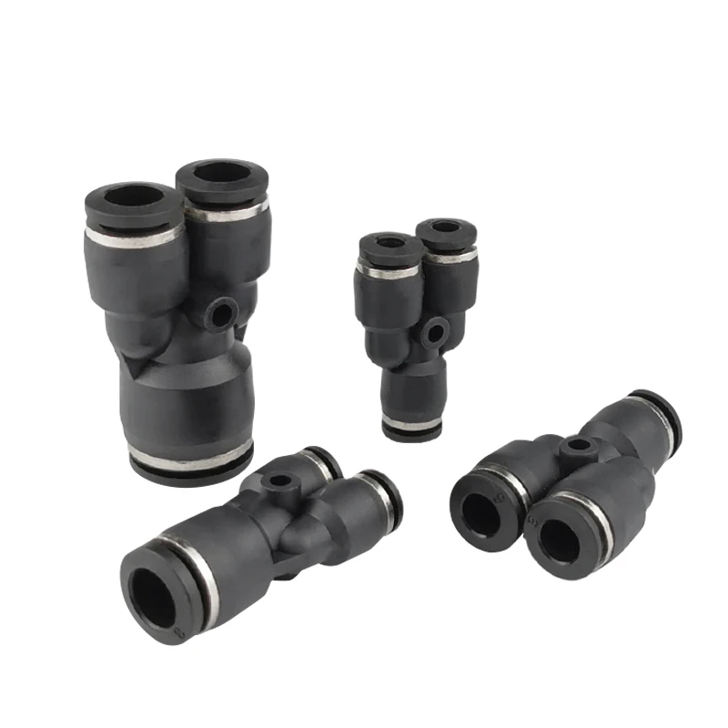 Black Air Hose Fittings 1/8 1/4 3/8 1/2 4mm/6mm/8mm/10mm PU PE PZ PK Tube Connector Pneumatic Quick Coupling Pipe Hose Fitting