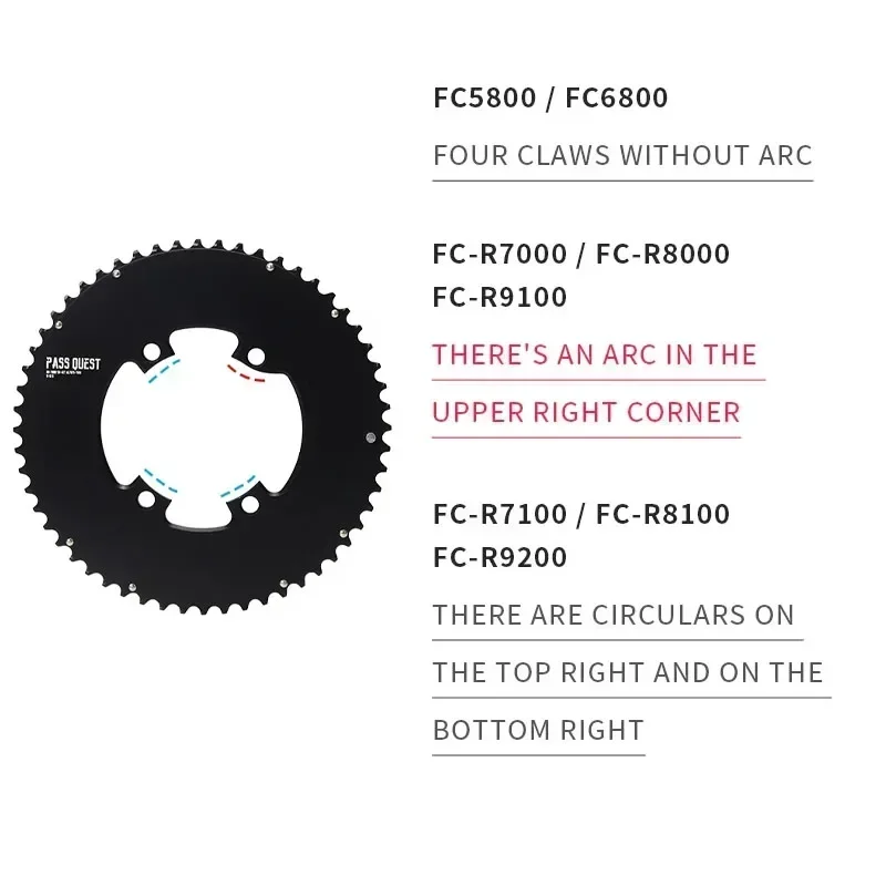 PASS QUEST 110 bcd chainring Narrow wide road bike 110bcd chainring with bolts for 105 shimano r7000 ultegra r8000 11 12 Speed