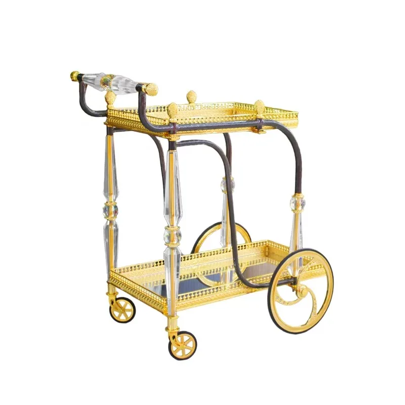 

Wholesale three-layer luxury gold acrylic stick trolley custom design home modern dining room living room hotel kitchen use