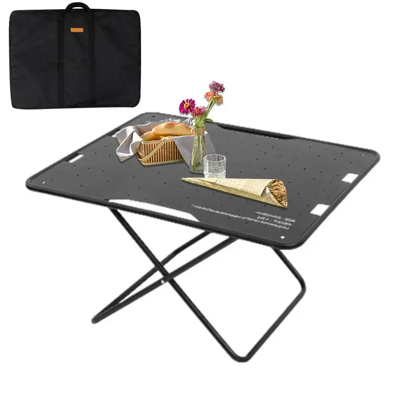 

Portable Camping Side Table Lightweight Folding Table Multi-Functional Grill Table Strong Load-Bearing Design