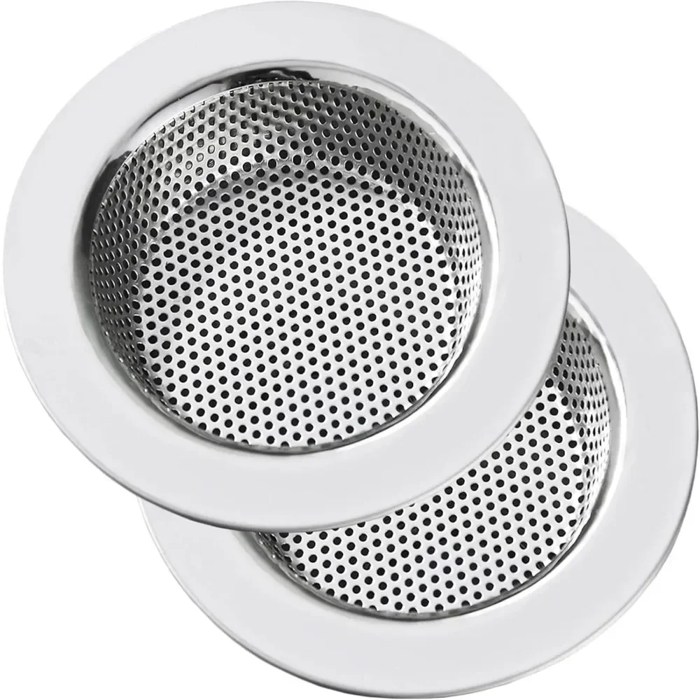 For 2 Pcs Kitchen Sink Filter Made of Stainless Steel, with A Wide Edge and A Diameter of Approximately 11 Centimeters