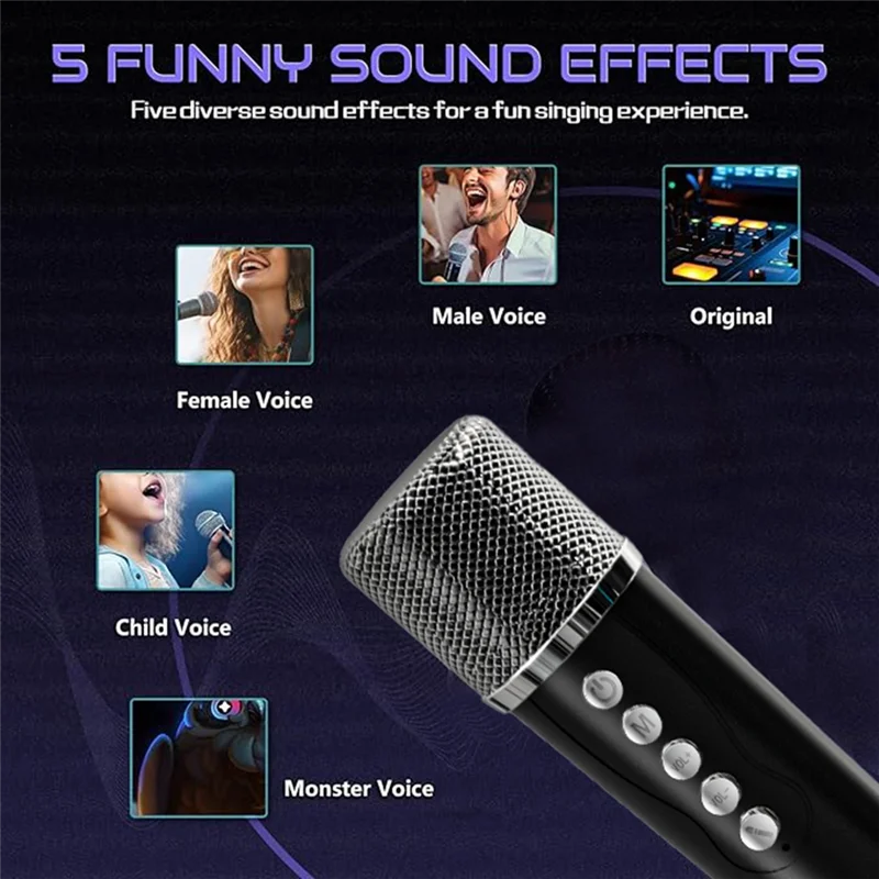 

Семейная вечеринка, портативный беспроводной Bluetooth-сабвуфер, динамик, красочный свет, караоке-машина с 2 микрофонами, стерео