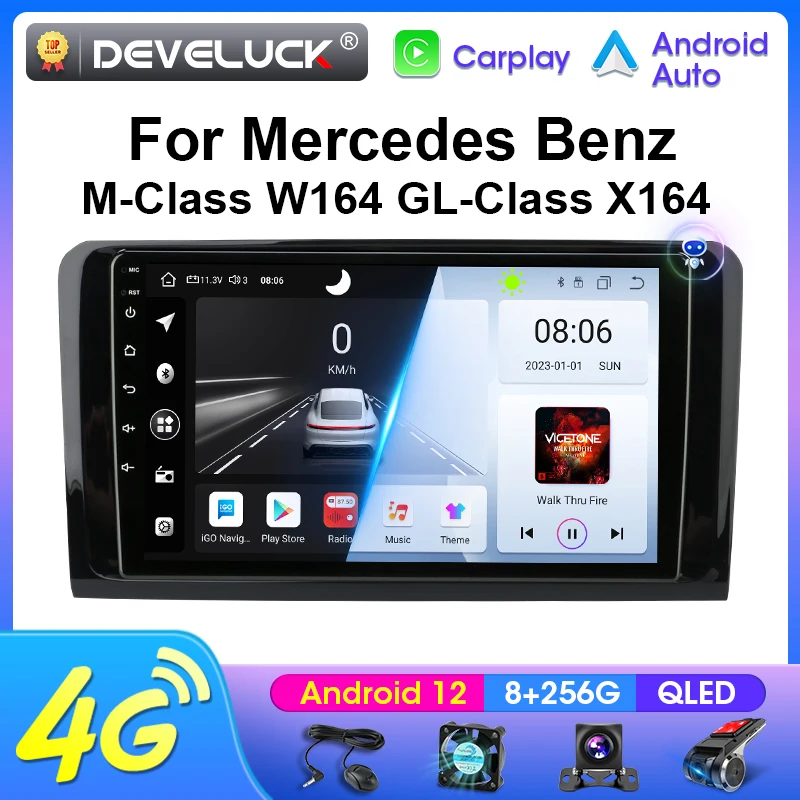 

2 Din Android 12 Car Radio Multimedia Video Player For Mercedes Benz M-Class W164 GL-Class X164 ML GPS Navigation Carplay Stereo