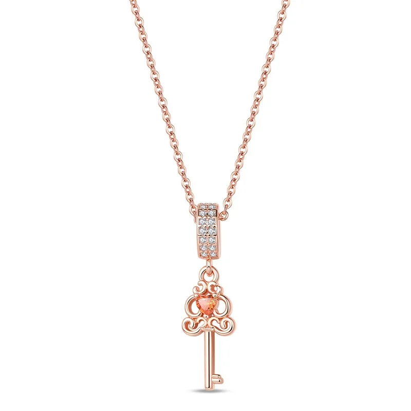 Women's 925 Sterling Silver Aurora Crystal Star Moon Key Necklace