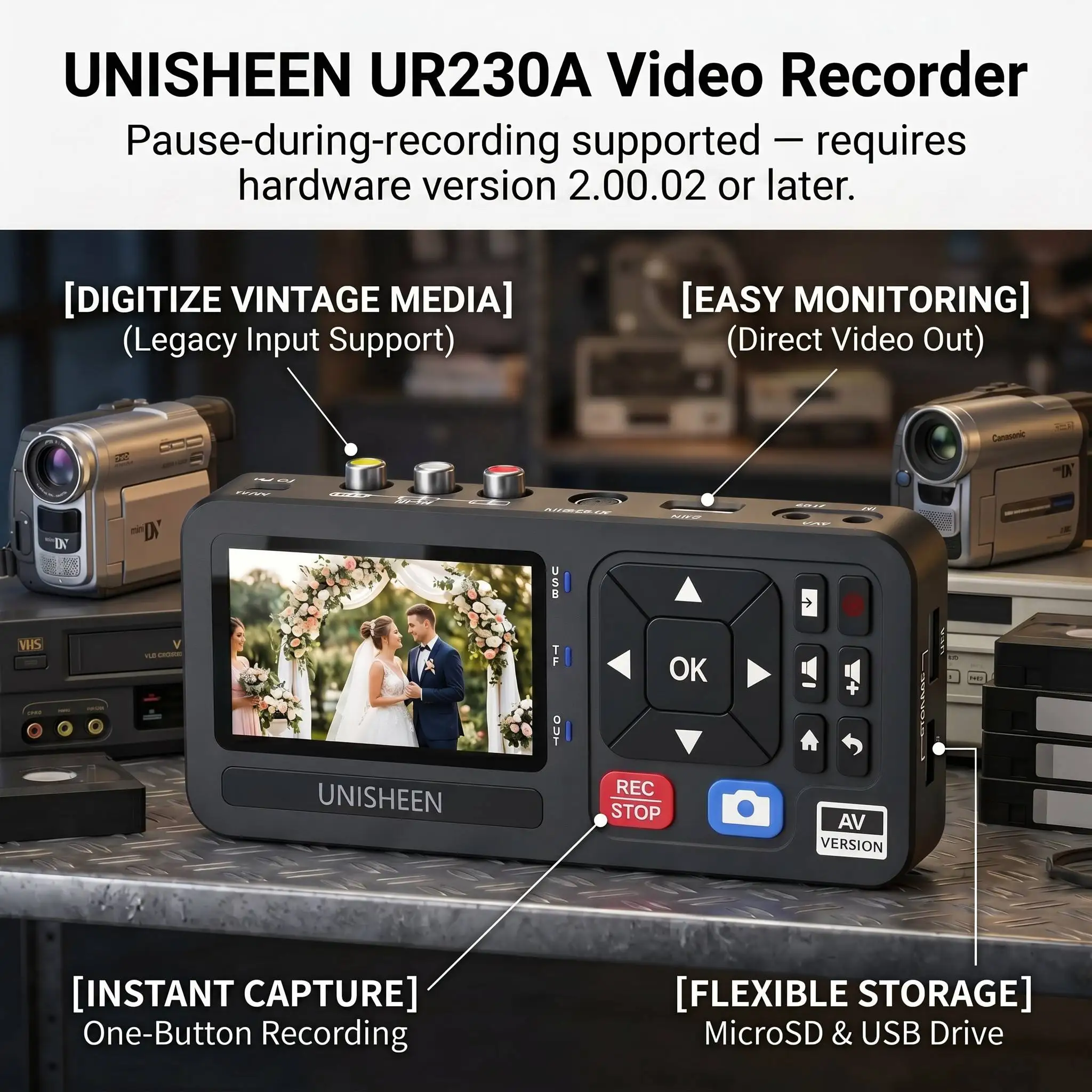 UNISHEEN UR230A Analog CVBS RCA SVideo Camera USB Tape VHS Capture Box…