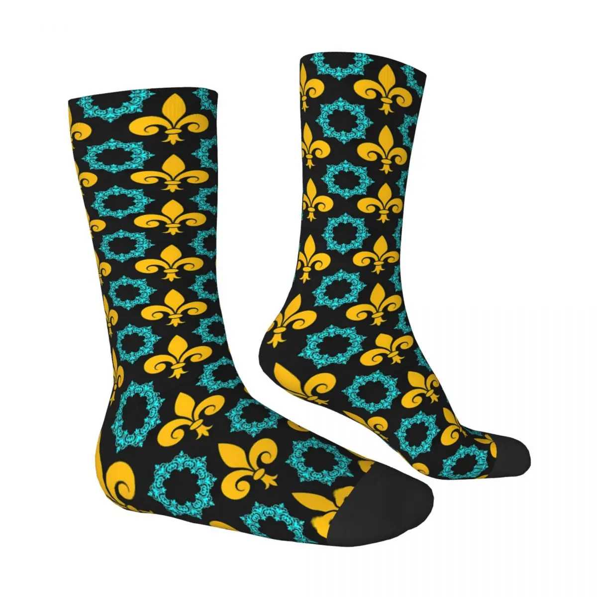 Damask Fleur De Lis Hibiscus Flower Unisex Winter Socks Warm Happy Socks street style Crazy Sock