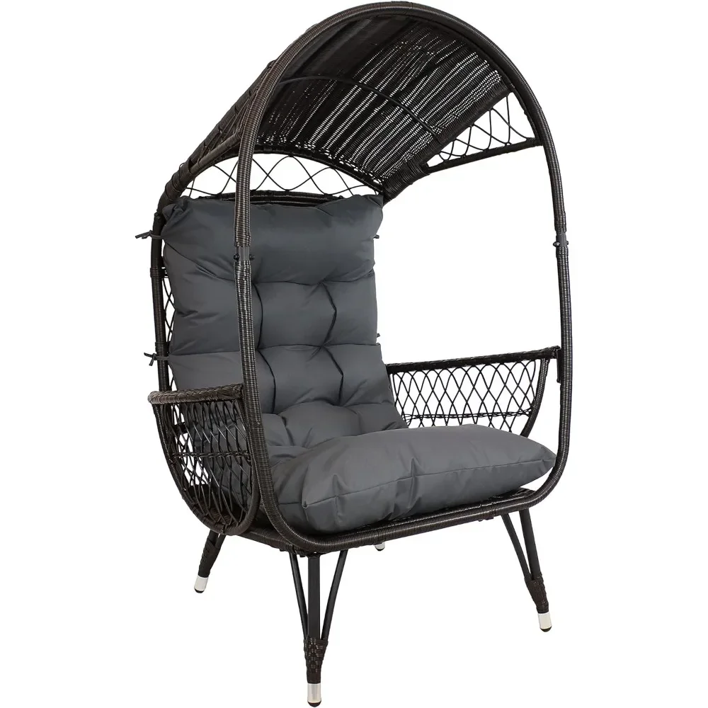 

Shaded Comfort Wicker Outdoor Egg Chair - Polyester Cushion and Steel Frame- 250-Pound Weight Capacity