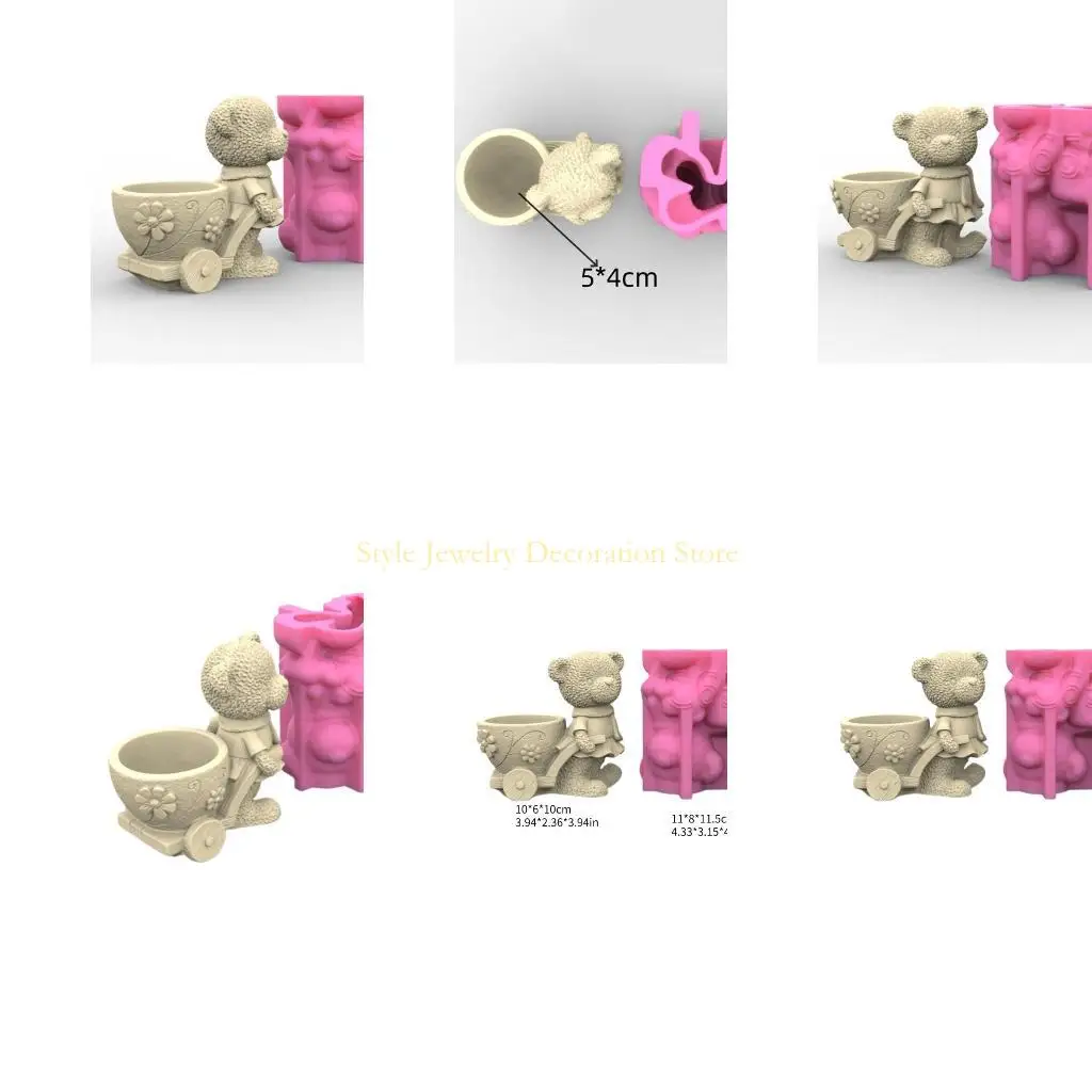 

D46E животное медведь Силиконовый цветочный горшок с плесенью бетон подсвечники для ручки плесени сочные сеялки из цементной