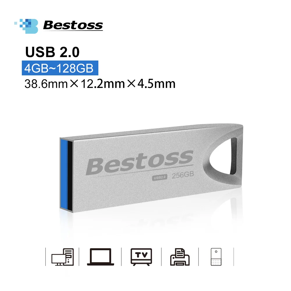 Bestoss Metal 2.0 USB Flash Drive 4GB 8GB 16GB 32GB 64GB 128GB Memory Stick Pen Drive USB Disk for PC Computer