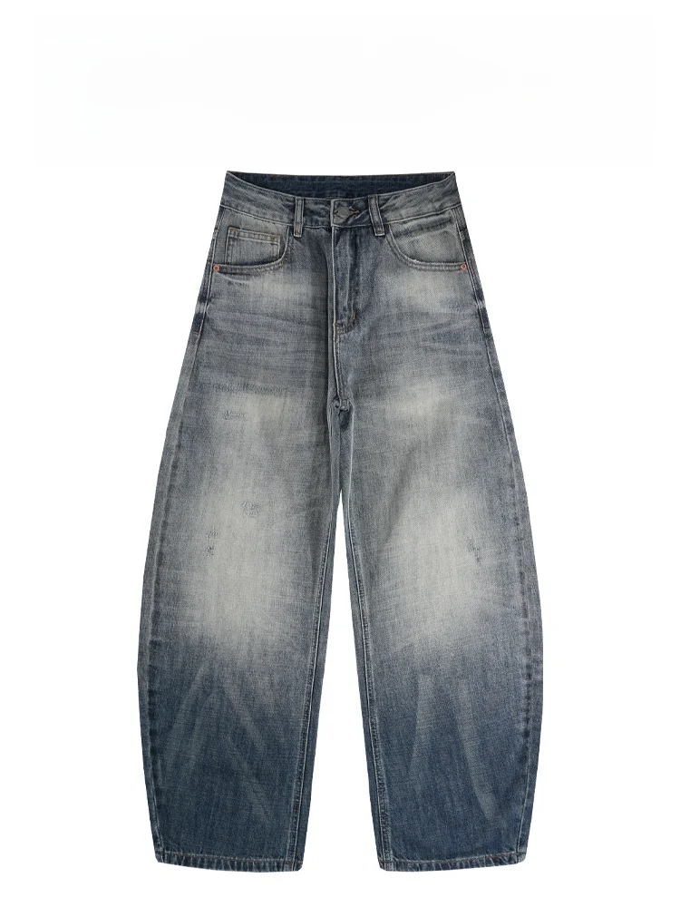 

Retro Blue Waed Pure Cotton Loose High Street American Casual Knife Jeans Men's Faion Ci Straight Leg Jeans