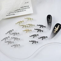 20pcs Luxury  Retro Silver Gun Nail Charms Alloy Nail Jewelry 3D 3D Metal A-K/47 Gun Nail Decoration 6*16mm Manicure Accessories