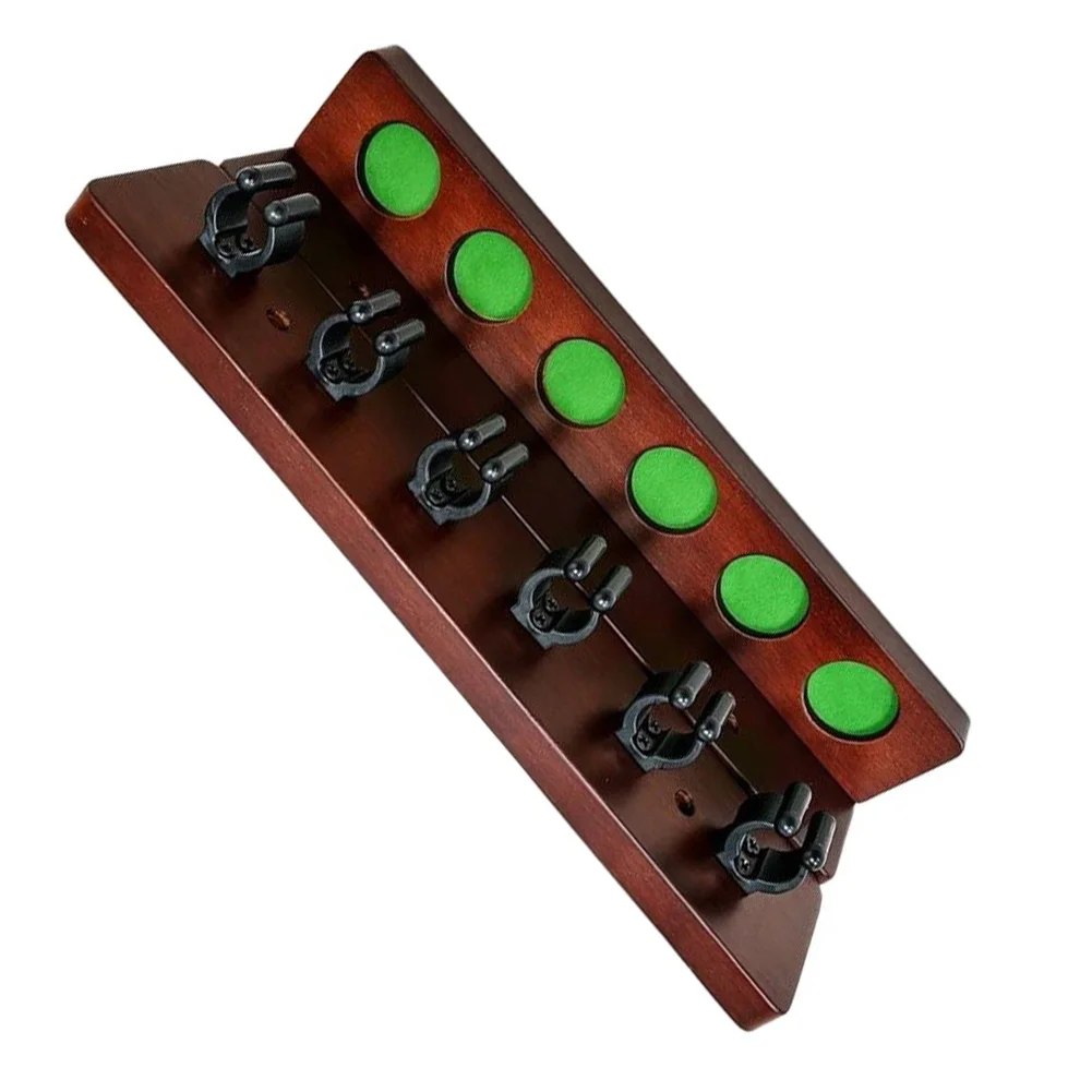 6 Hole Wooden Wall Mount Billiard Cue Holder for Pool Cue Storage Suitable for Home Bar Club or For Game Room Setup