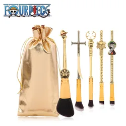 Hot Sales 5pcs Anime ONE PIECE Makeup Brushes Set Cosplay Luffy Blush Nose Eye Shadow Eyebrow Brush Figures Zoro Ghost Cosmetic