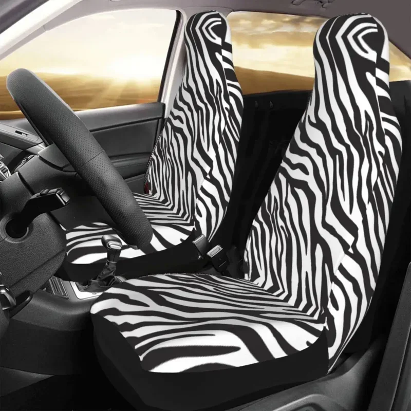 Zebra Print Pattern Universal Car Seat Cover Protector Interior Accessories Travel Stripes Seat Covers Fabric Hunting