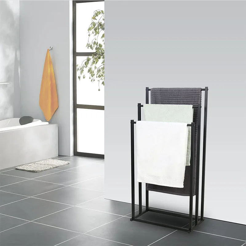 

3 Tier Standing Towel Rack Metal Floor Towel Holder Bathtub Standing Towel Holder Pool Towel Blanket Stand For Home Bathroom