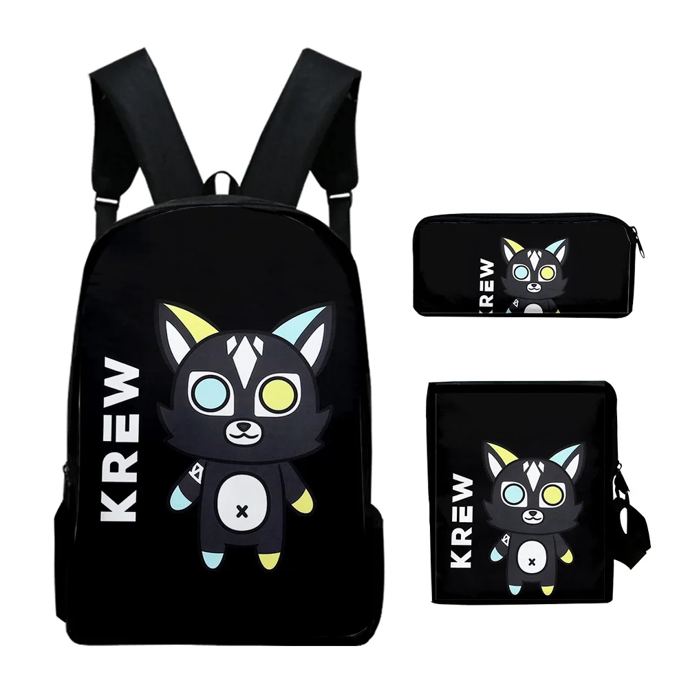 ItsFunneh Krew District Merch Backpack 3 Pieces Sets Adult Kids Unique Shoulder Bags Zipper Bag Pencil Bag Unisex Daypack