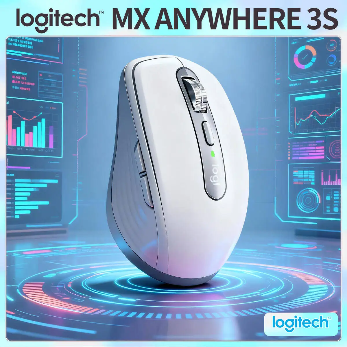 

Компактная мышь Logitech MX Anywhere 3S, эргономичный дизайн, перезаряжаемая, с быстрым прокруткой для портативных ПК Mac