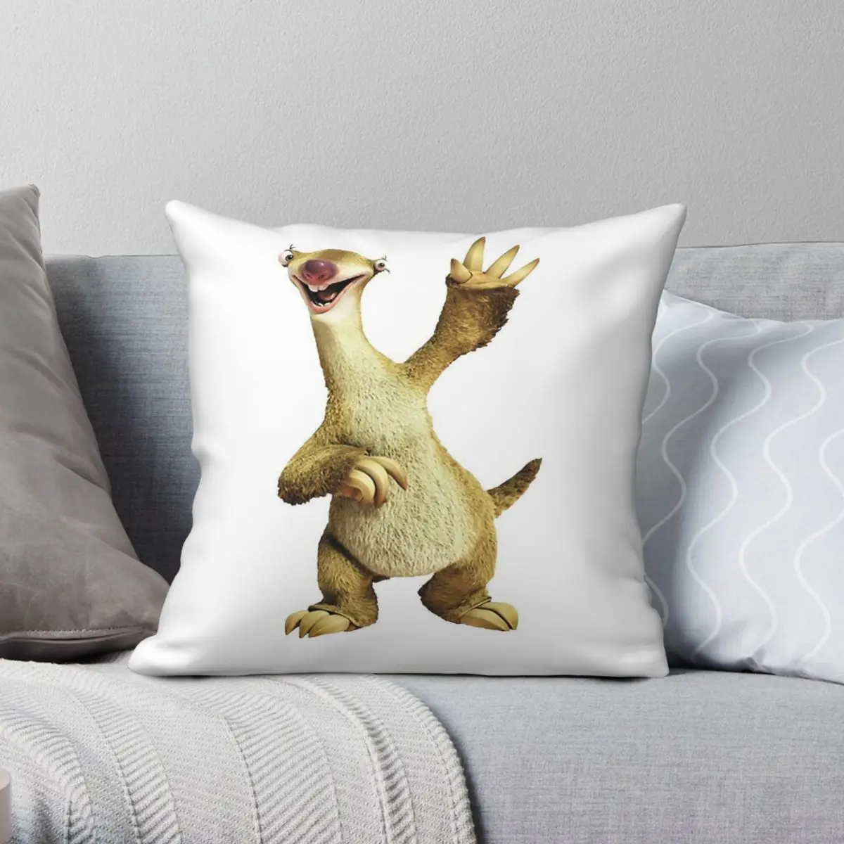 Funda de almohada Ice Age Sid de poliéster, lino, terciopelo, decoración creativa con cremallera, funda de almohada, funda de cojín para sofá y asiento