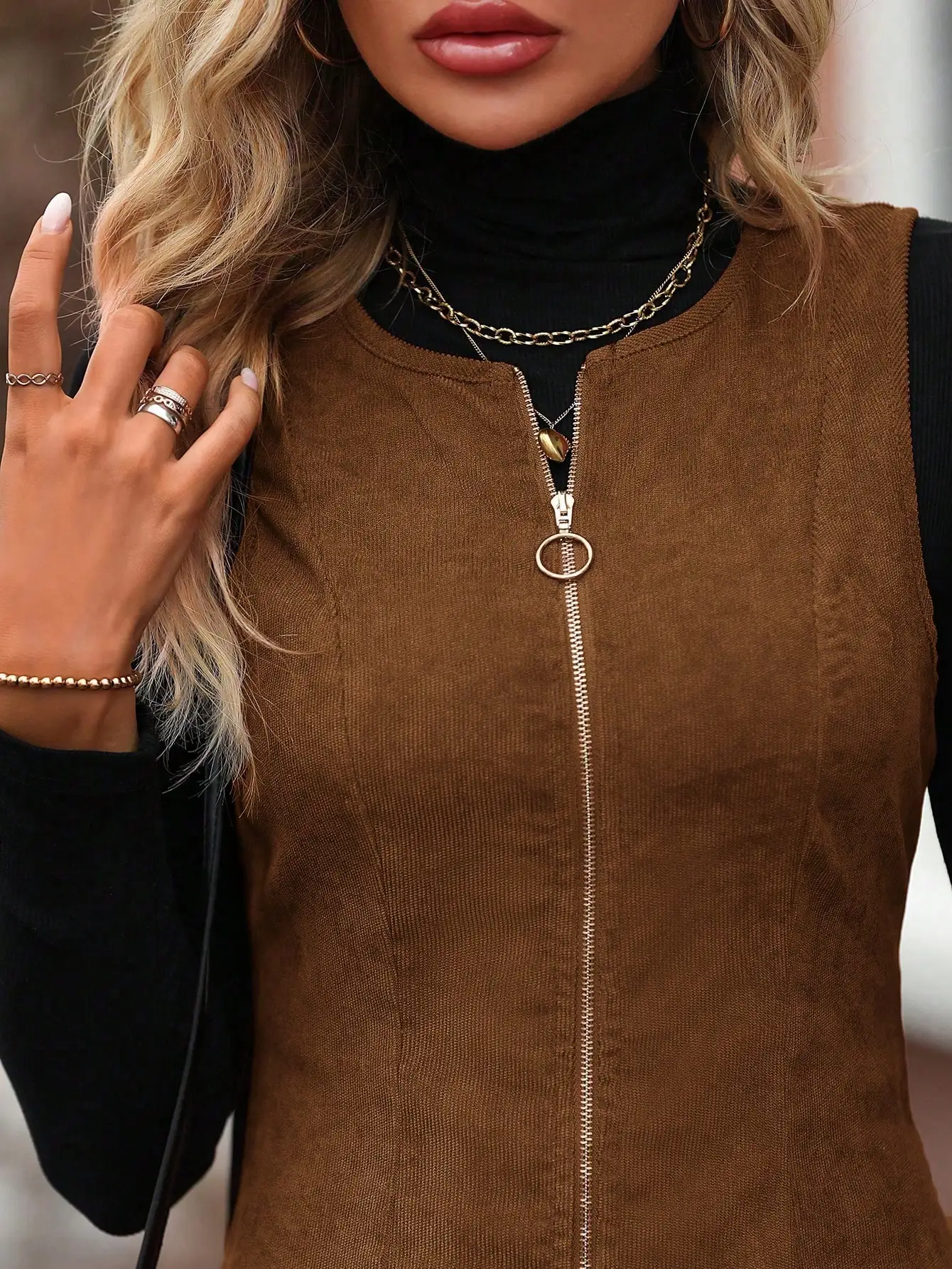 클래시 지퍼업 코듀로이 오버롤 드레스 (스웨터 제외)