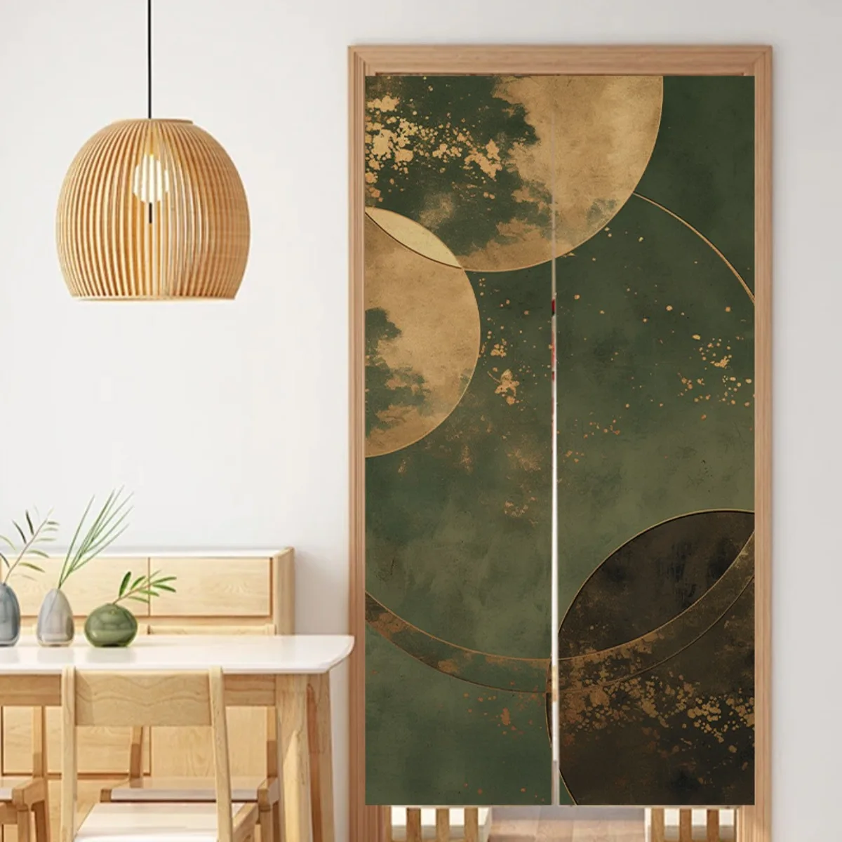 Large Abstract Circle Folding Room Screen Divider Polyester Privacy Room Curtains Japanese Japanese Zen Zen Decor House Art Wall