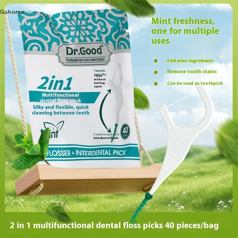 

40 Pcs 2 In 1 Ultra-Fine Toothpicks Home Set Portable And Disposable Care Floss Deep Cleaning Food Residue Toothpick Oral Care